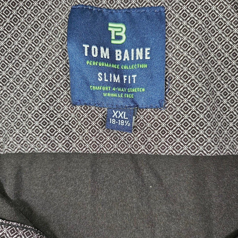 Tom Baine‎ Performance Slim Fit Shirt Black 4-Way Stretch Wrinkle Free XXL NWOT - Picture 4 of 11